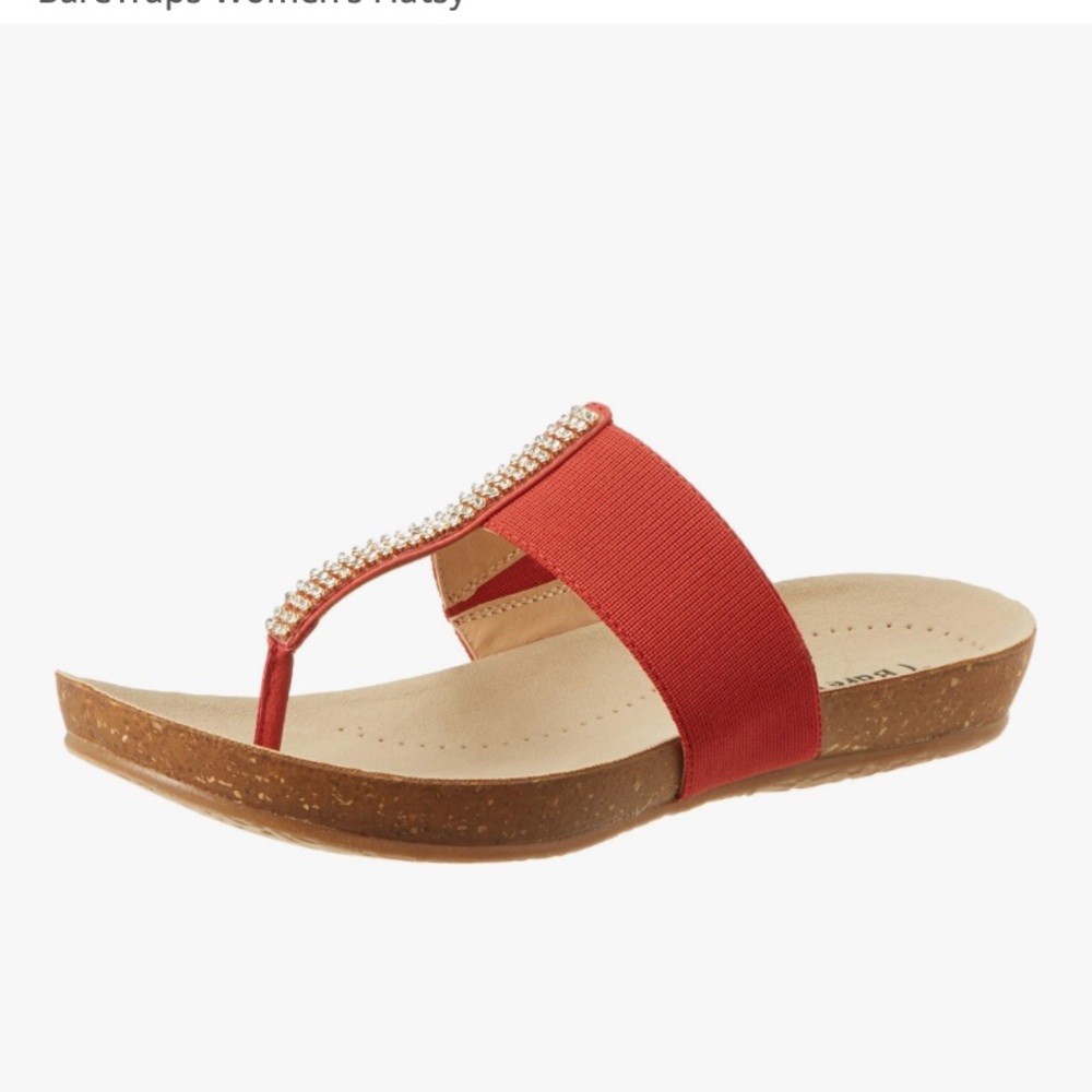 Baretraps‎ Hatsy Women T-Strap Sandal Shoes Size 10 Medium Red Textile
